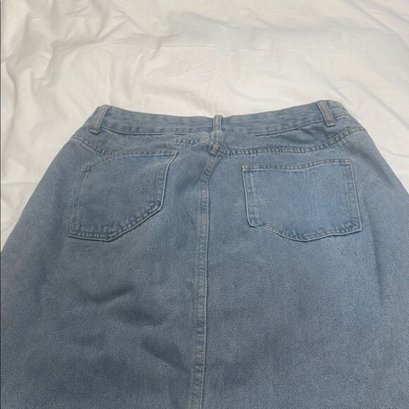 Denim asymmetrical at zipper maxi skirt - Picture 5 of 8